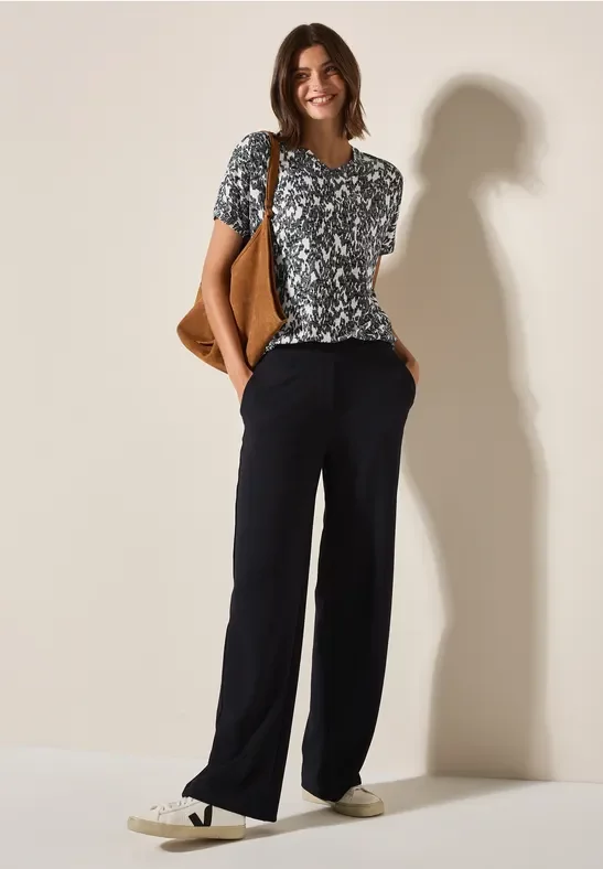 Thumbnail - Cecil Damen Ausbrenner T-Shirt mit Print in Weiß, Gr: XS