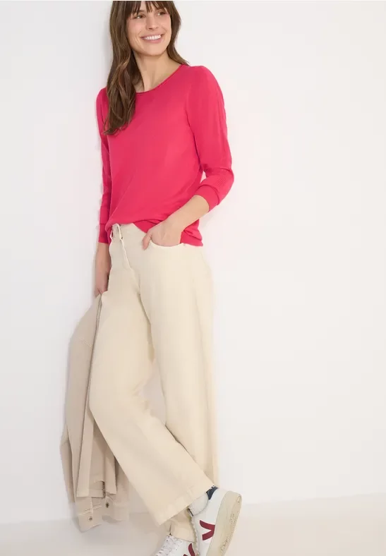 Cecil Damen Pullover in Unifarbe in Rot, Gr: M