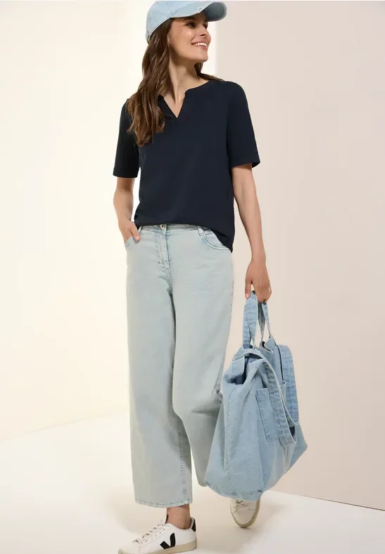 Thumbnail - Cecil Damen T-Shirt im Tunika-Look in Blau, Gr: M