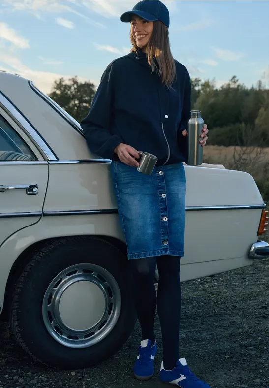 Thumbnail - Cecil Damen Rock mit Knopfleiste in Blau, Gr: 32