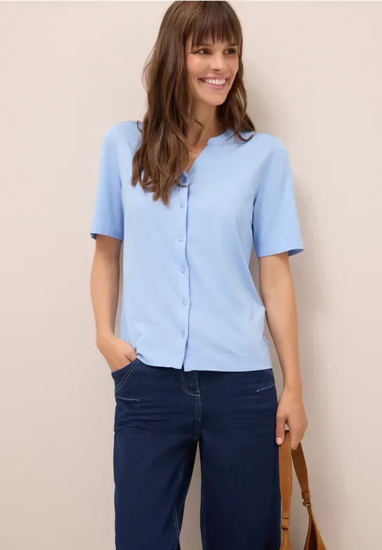 Cecil Damen T-Shirt im Tunika-Look in Blau, Gr: M