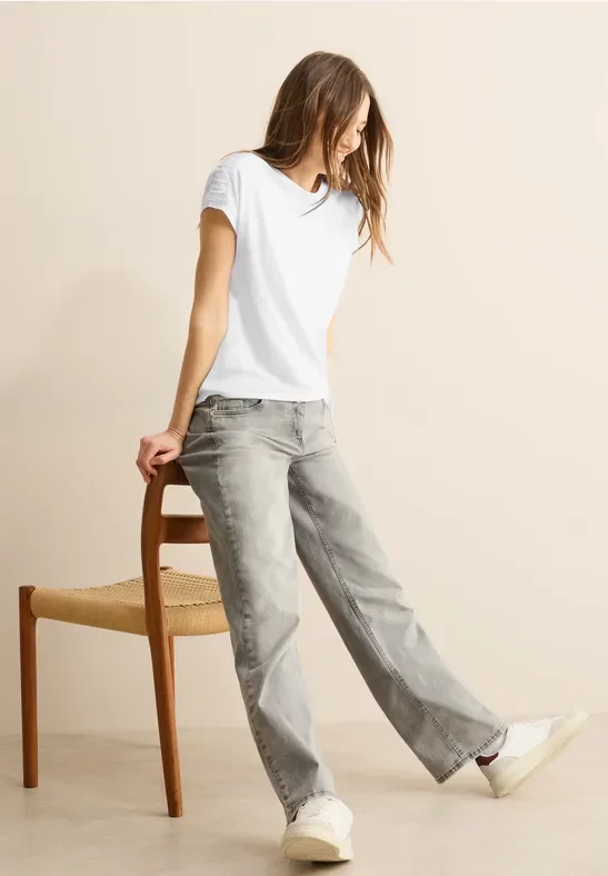 Cecil Damen T-Shirt mit Raffung in Weiß, Gr: XXL