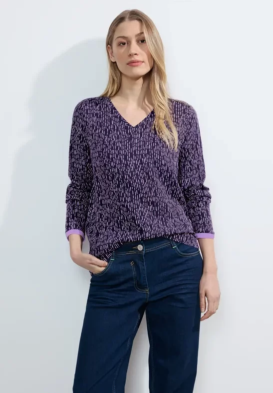 Thumbnail - Cecil Damen Bluse mit Minimalprint in Blau, Gr: XL