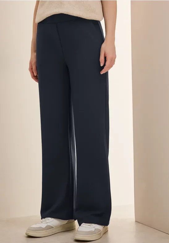 Cecil Damen Basic Wide Leg Hose in Blau, Gr: XXL