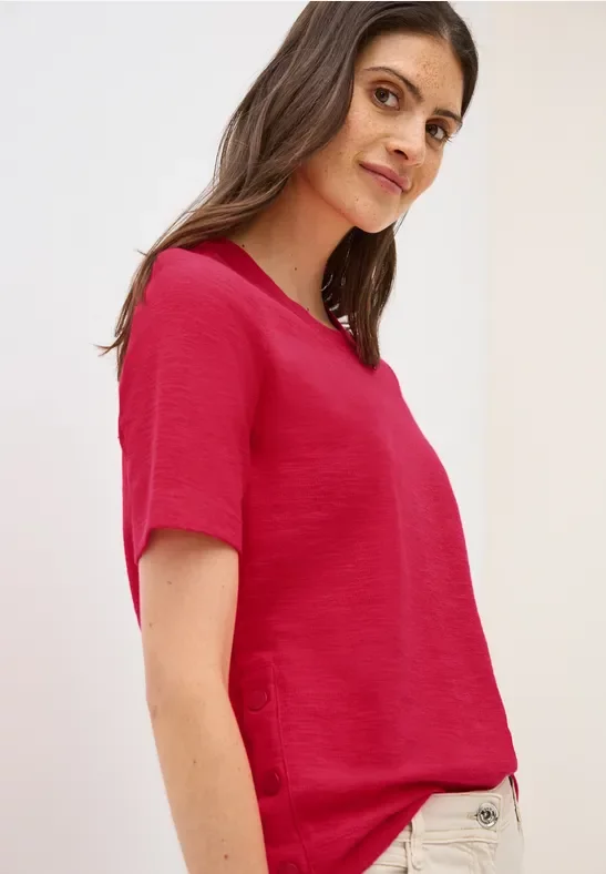 Cecil Damen Bouclé Slub Shirt in Rot, Gr: XL