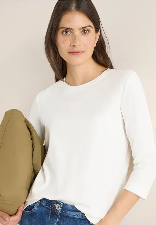 Thumbnail - Cecil Damen Shirt mit Rippstruktur in Weiß, Gr: L