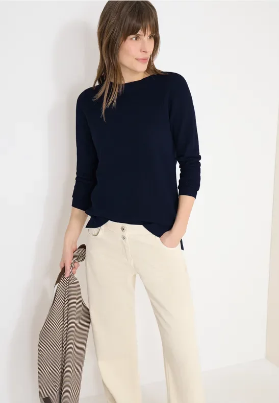 Cecil Damen Strukturpullover in Blau, Gr: L