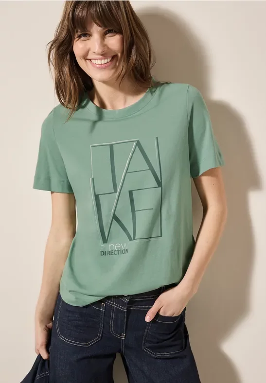 Cecil Damen Shirt mit Artwork in Grün, Gr: XS