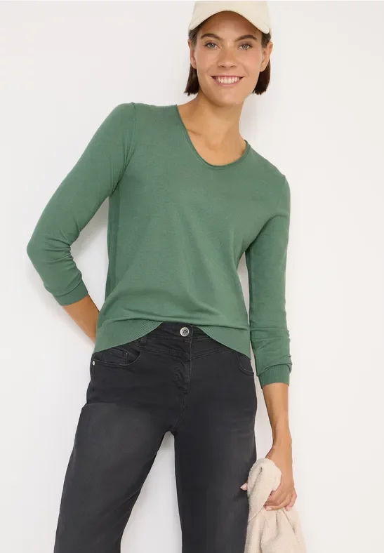 Cecil Damen Kuscheliger Pullover in Grün, Gr: XS