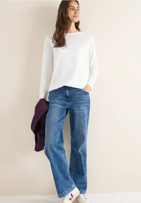 Cecil Damen Shirt in Unifarbe in Weiß, Gr: XL