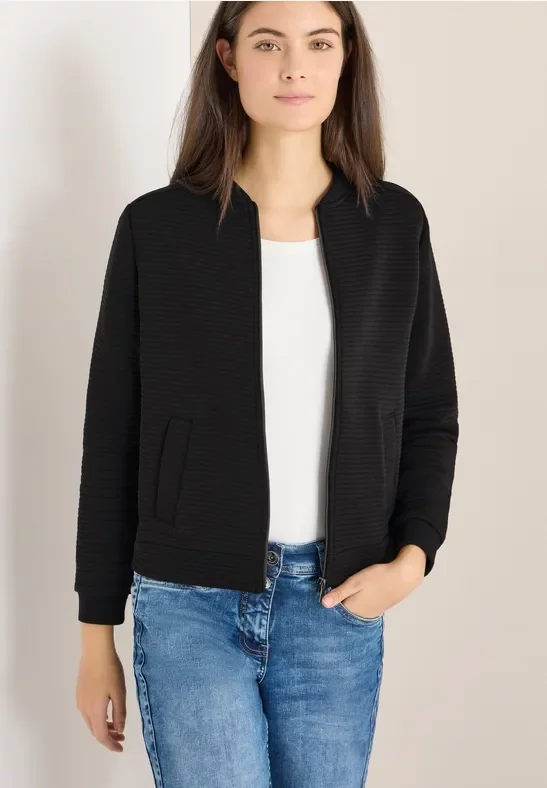 Cecil Damen Kurze Strukturjacke in Schwarz, Gr: XXL