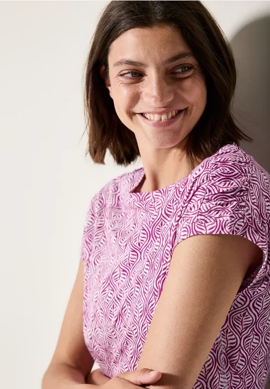 Thumbnail - Cecil Damen Gemustertes T-Shirt in Pink, Gr: XL