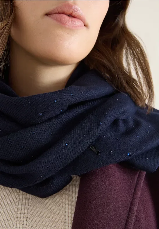 Cecil Damen Schal mit Schmucksteinen in Blau, Gr: One size