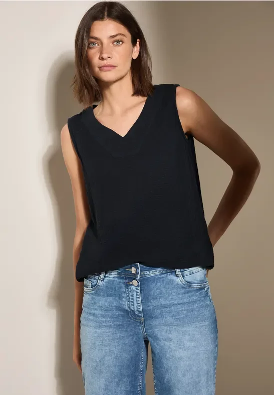 Cecil Damen Musselin Blusentop in Schwarz, Gr: L