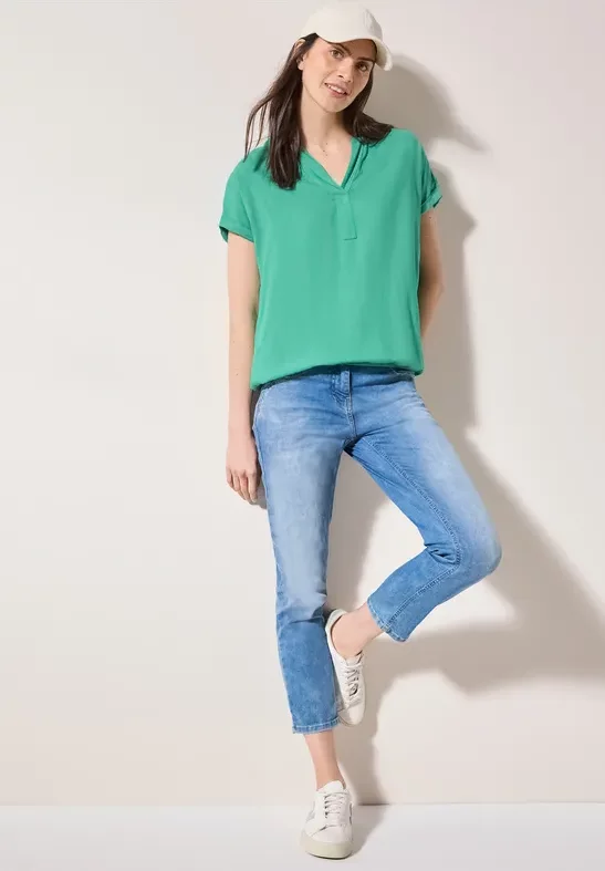 Thumbnail - Cecil Damen Bluse in Unifarbe in Grün, Gr: S