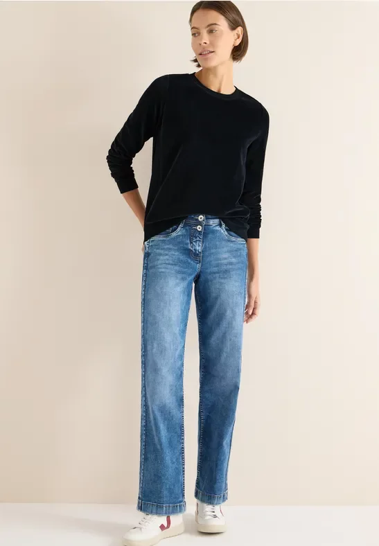 Thumbnail - Cecil Damen Softes Strukturmix Shirt in Blau, Gr: XXL