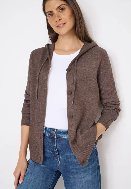 Cecil Damen Cardigan mit Kapuze in Braun, Gr: XL