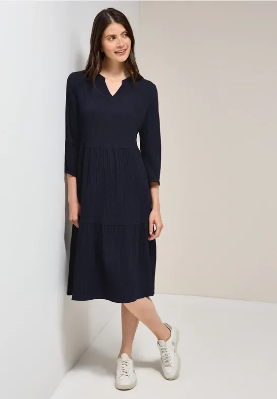 Thumbnail - Cecil Damen Seersucker-Kleid mit Volants in Blau, Gr: XL