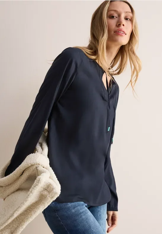 Cecil Damen Bluse in Unifarbe in Blau, Gr: XXL