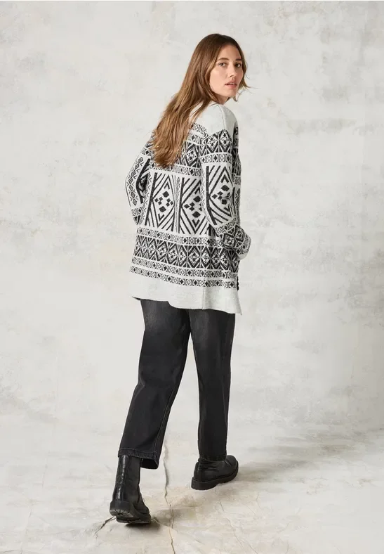 Cecil Damen Gemusterter Cardigan in Grau, Gr: XXL