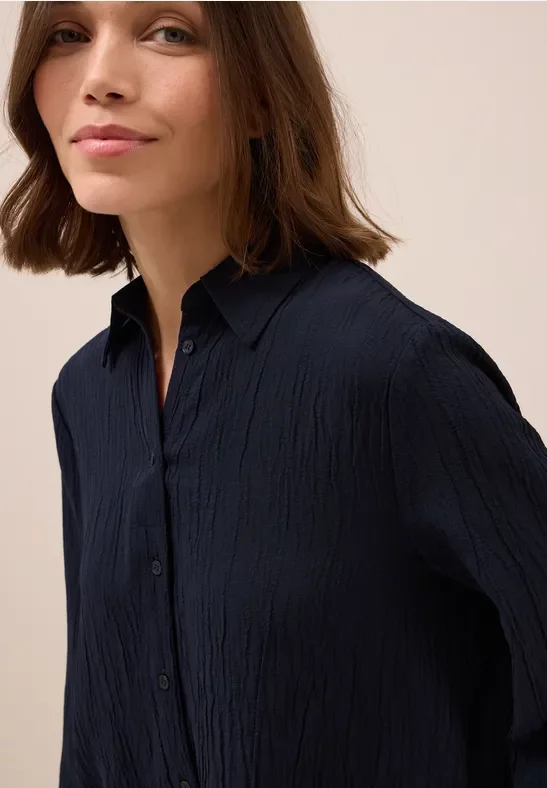 Thumbnail - Cecil Damen Hemdbluse mit Struktur in Blau, Gr: M