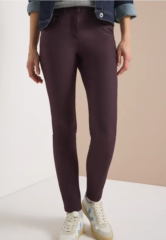 Cecil Damen Hose im Leder-Look in Rot, Gr: 27