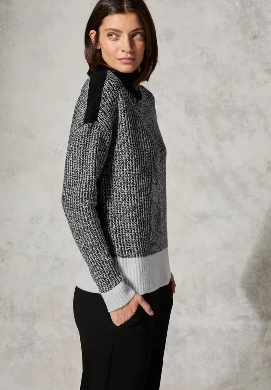 Thumbnail - Cecil Damen Mouliné Pullover in Schwarz, Gr: XL