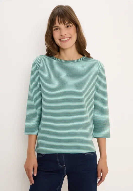 Cecil Damen Gestreiftes Shirt in Grün, Gr: XXL