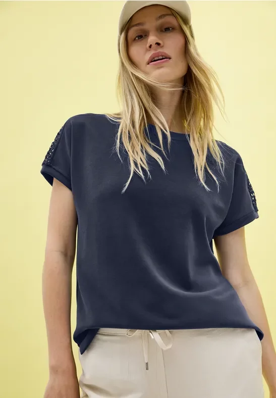 Thumbnail - Cecil Damen Silk Touch T-Shirt in Blau, Gr: XL