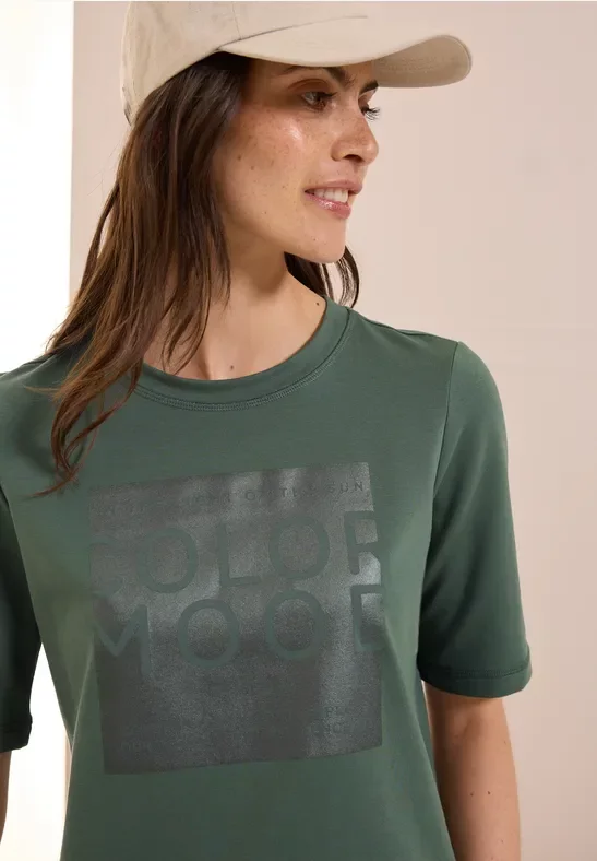 Cecil Damen Softes Shirt mit Folienprint in Grün, Gr: S