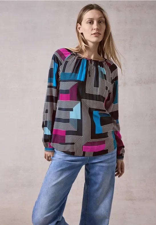 Thumbnail - Cecil Damen Bedruckte Bluse in Multicolour|Blau, Gr: XS