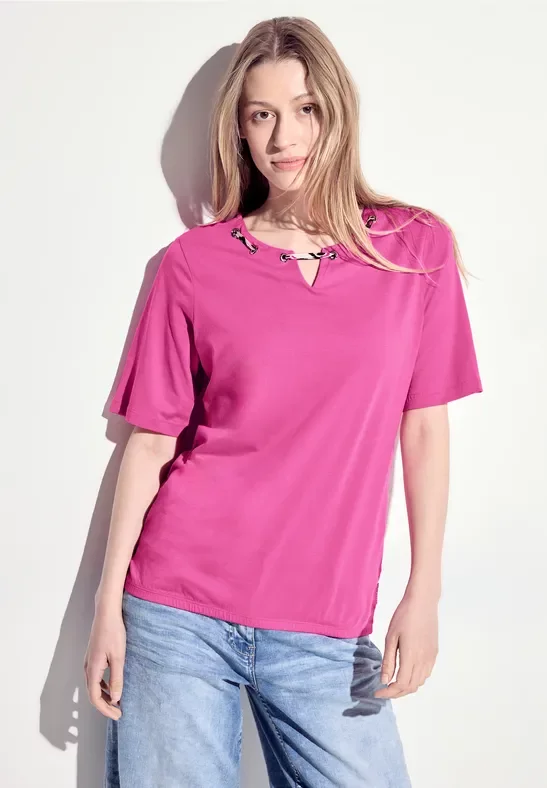 Cecil Damen T-Shirt mit Print Detail in Pink, Gr: M