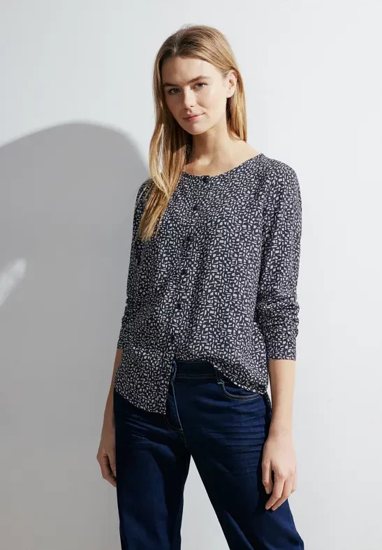 Thumbnail - Cecil Damen Dobby Viskosebluse in Blau, Gr: XXL