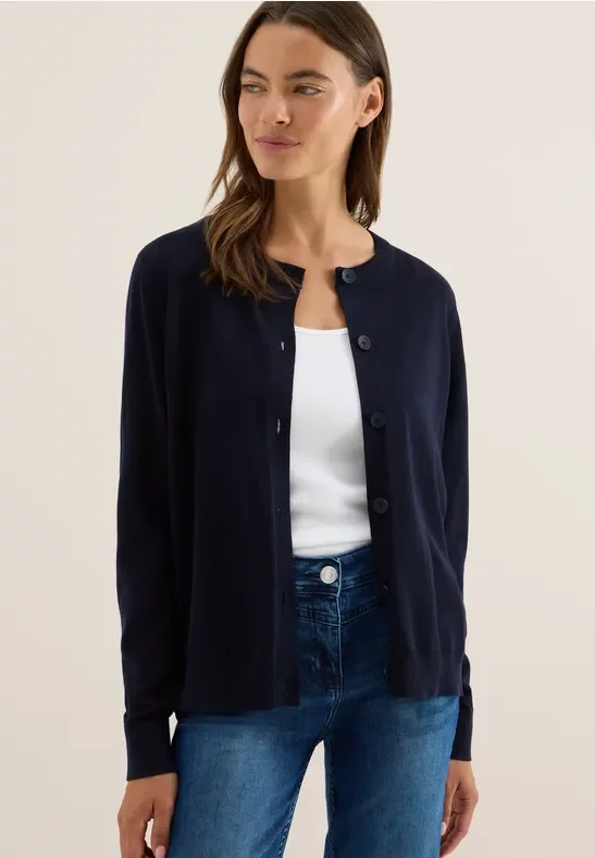 Cecil Damen Strickjacke mit Knopfleiste in Blau, Gr: XXL