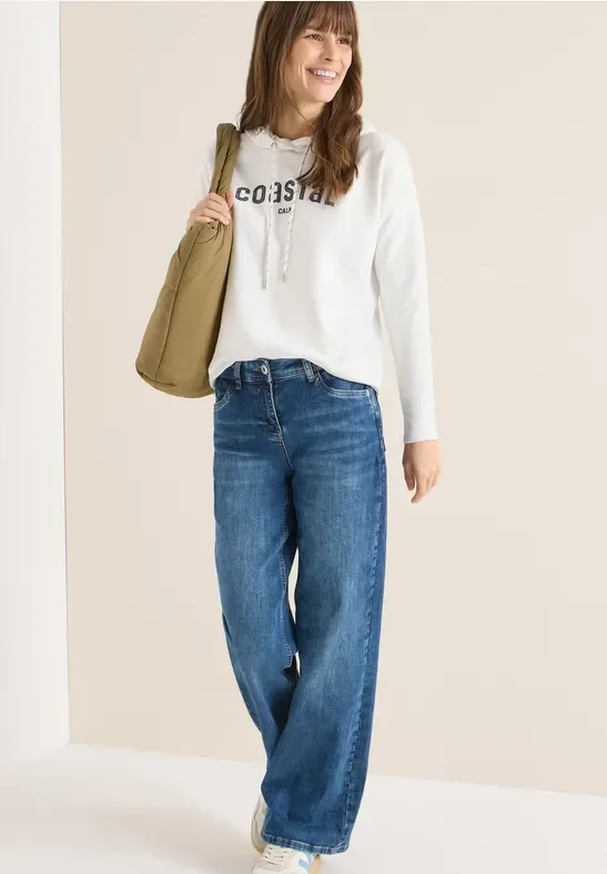 Cecil Damen Hoodie mit Stickerei in Weiß, Gr: XXL