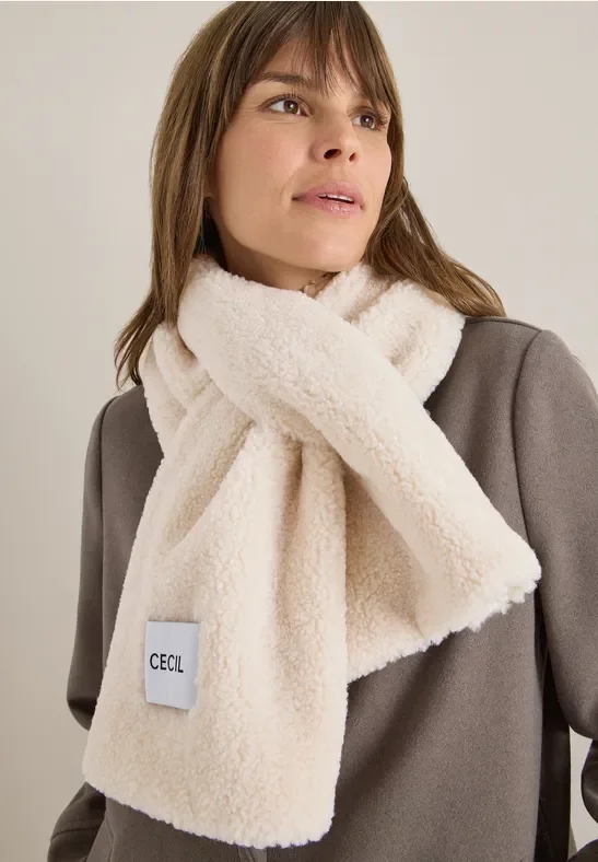 Cecil Damen Teddy Schal in Weiß, Gr: One size