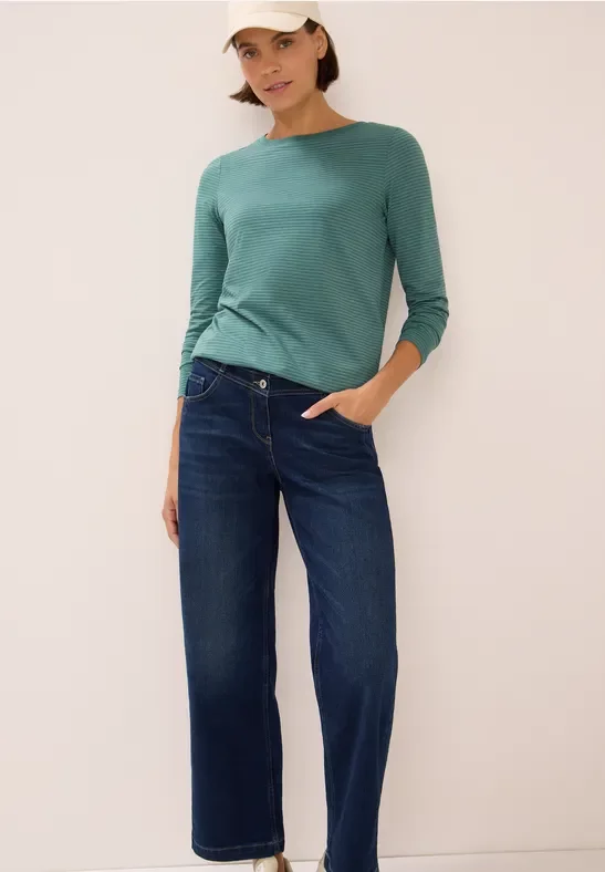 Cecil Damen Shirt mit tonalen Streifen in Grün, Gr: XXL