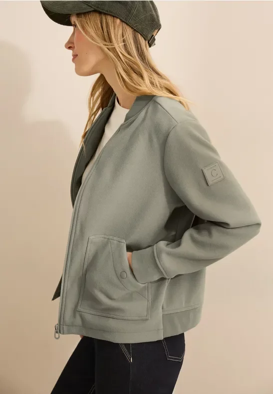 Thumbnail - Cecil Damen Blouson in Woll-Optik in Grün, Gr: XL