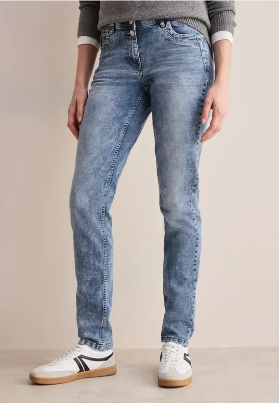 Cecil Damen Jeans im Casual Fit in Blau, Gr: 33