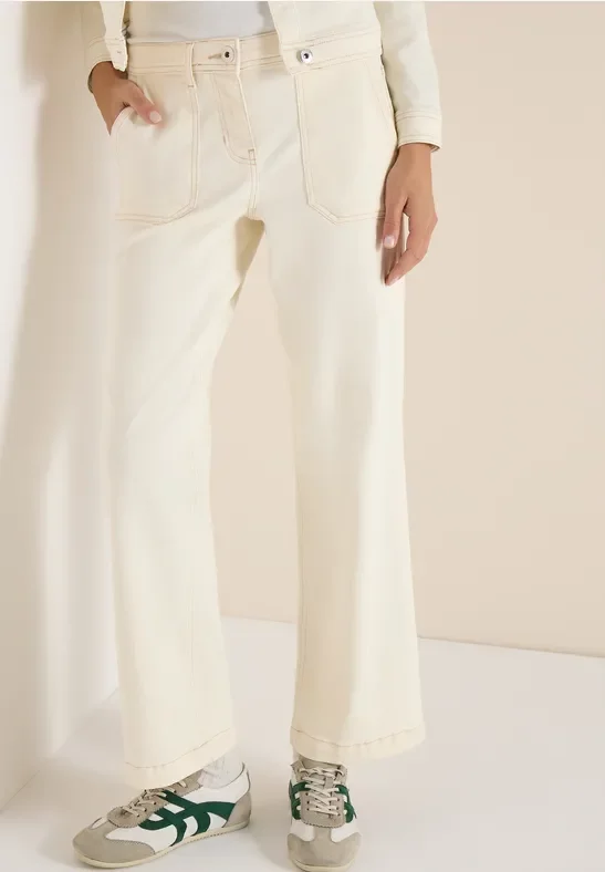 Cecil Damen Patch Pocket Jeans in Beige, Gr: 33