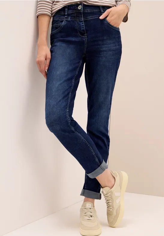 Cecil Damen Slim Fit Jeans in Blau, Gr: 32