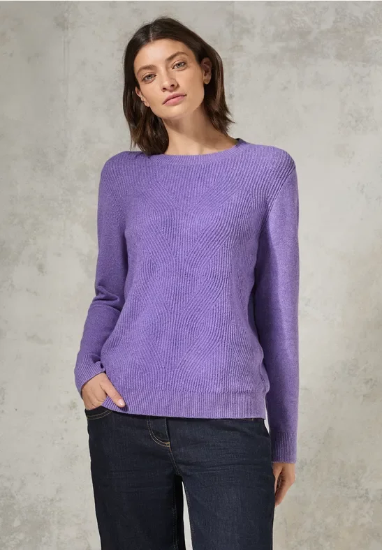 Cecil Damen Softer Strukturpullover in Lila, Gr: XXL