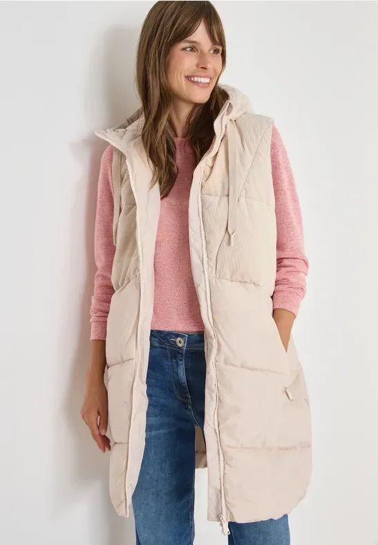 Thumbnail - Cecil Damen Cordmix Puffer Weste in Weiß, Gr: XXL