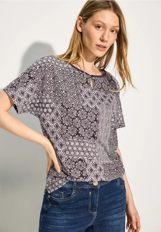 Thumbnail - Cecil Damen Patchwork Print T-Shirt in Rot, Gr: L
