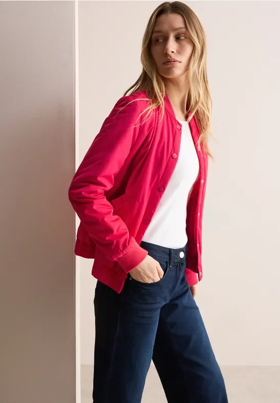 Thumbnail - Cecil Damen Blouson mit Knopfleiste in Rot, Gr: XXL