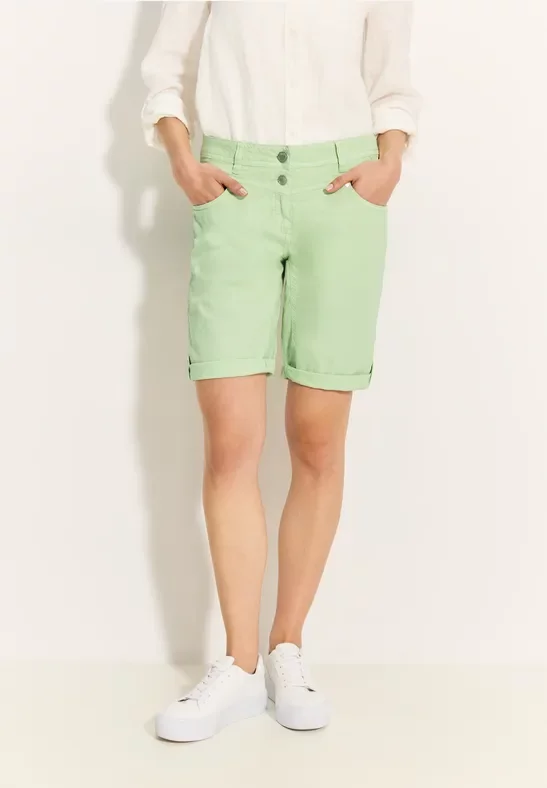 Cecil Damen Shorts mit Strukturstreifen in Grün, Gr: 25