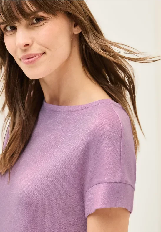 Thumbnail - Cecil Damen T-Shirt mit Glitzerdetails in Rosa, Gr: XL