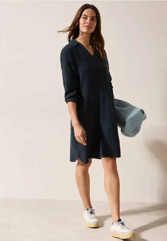 Cecil Damen Musselin Kleid in Blau, Gr: M