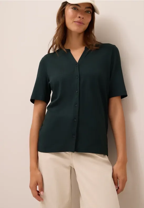 Thumbnail - Cecil Damen T-Shirt im Tunika-Look in Grün, Gr: M