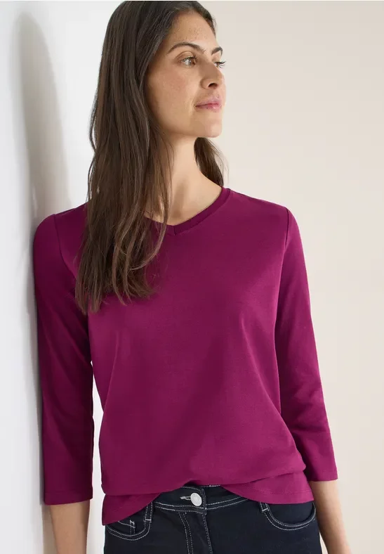Cecil Damen Basic T-Shirt in Pink, Gr: S